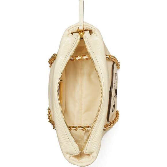 Tory Burch Women's Cream Small Ella Crinkle Patent Chain Crossbody Bag NWOT - Picture 3 of 10